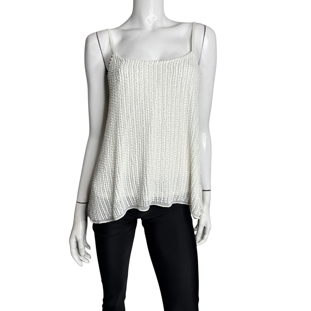 Yumi Kim White Beaded Sequin Camisole Top Adjustable Straps Size S NWT